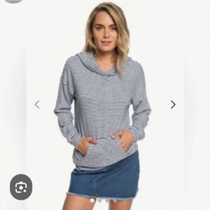 Striped Navy and White Hoodie  Roxy  Sz L